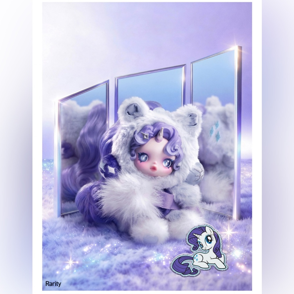 Pop Mart SKULLPANDA * My Little Pony Series Plush Doll Pendant - Rarity